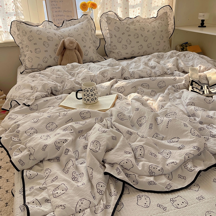 91家纺网 家纺一手货源 找家纺 （总）繁花家居 2025新款云感木棉针织棉双层纱床盖四件套