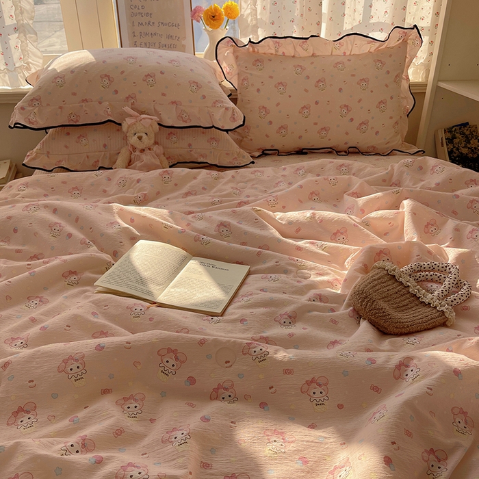 91家纺网 家纺一手货源 找家纺 （总）繁花家居 2025新款云感木棉针织棉双层纱床盖四件套