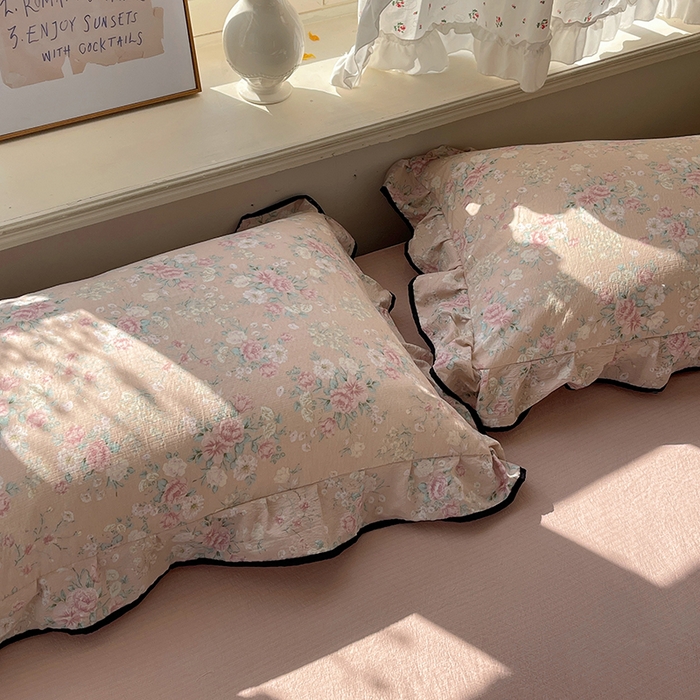 91家纺网 家纺一手货源 找家纺 繁花家居 2025新款云感木棉针织棉双层纱床盖四件套 床盖被套款-盛世芳华