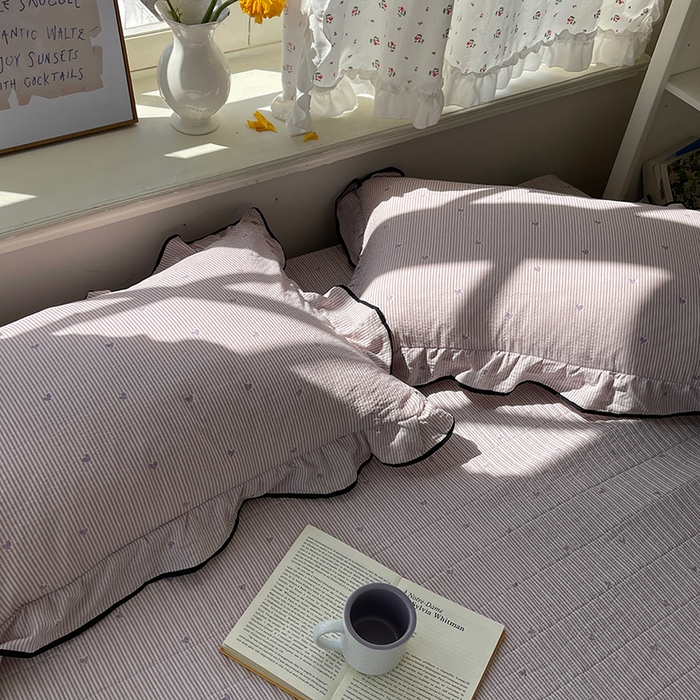 91家纺网 家纺一手货源 找家纺 繁花家居 2025新款云感木棉针织棉双层纱床盖四件套 床盖被套款-柔情蜜意