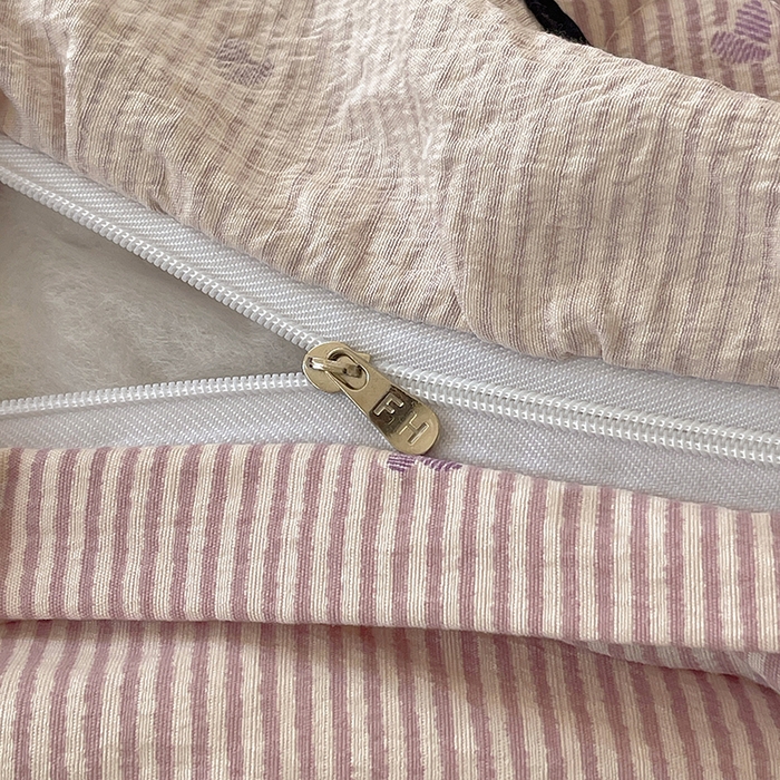 91家纺网 家纺一手货源 找家纺 繁花家居 2025新款云感木棉针织棉双层纱床盖四件套 床盖被套款-柔情蜜意