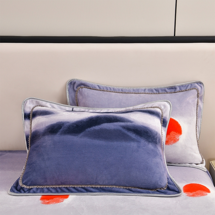 91家纺网 家纺一手货源 找家纺 新8.5-9.5斤法莱绒四件套珊瑚牛奶金貂绒四件套床裙 青山行舟