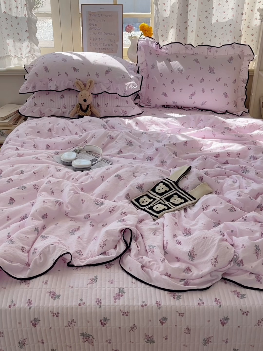 91家纺网 家纺一手货源 找家纺 繁花家居 2025新款云感木棉针织棉双层纱床盖四件套 床盖被套款-葡萄熟了