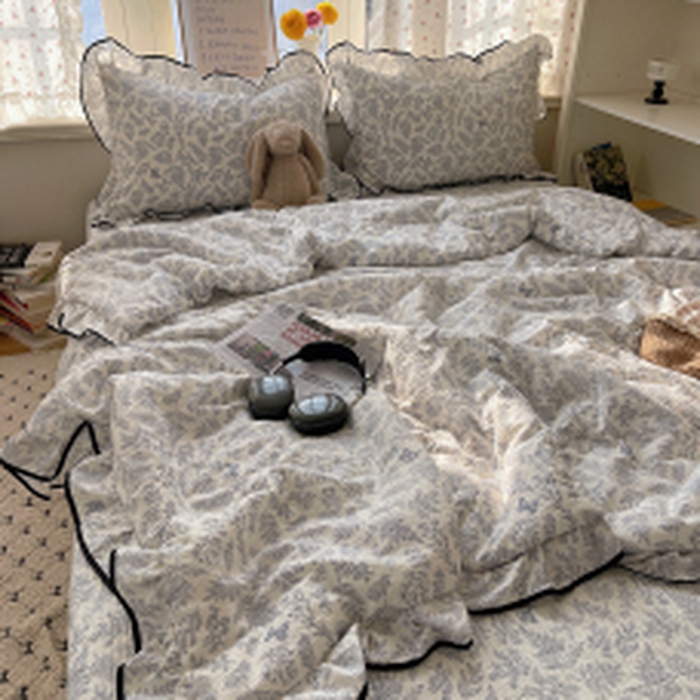 繁花家居 2025新款云感木棉针织棉双层纱床盖四件套 床盖被套款-迷雾森林