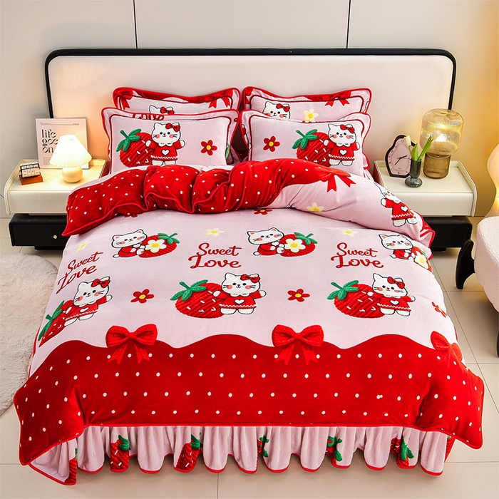 91家纺网 家纺一手货源 找家纺 （总 ）新8.5-9.5斤法莱绒四件套珊瑚牛奶金貂绒四件套床裙