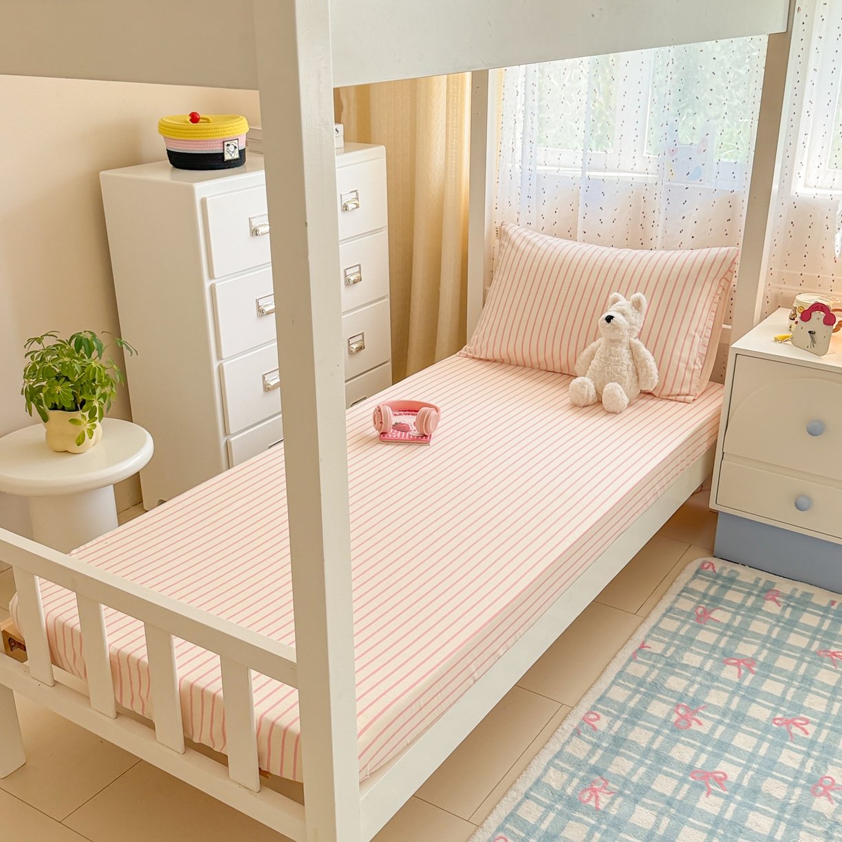 91家纺网 家纺一手货源 找家纺 简宜家居（朝初家纺） 2025新款全棉纯棉磨毛加厚A版学生床笠单品床笠单件单床笠-线素系列 线素-粉