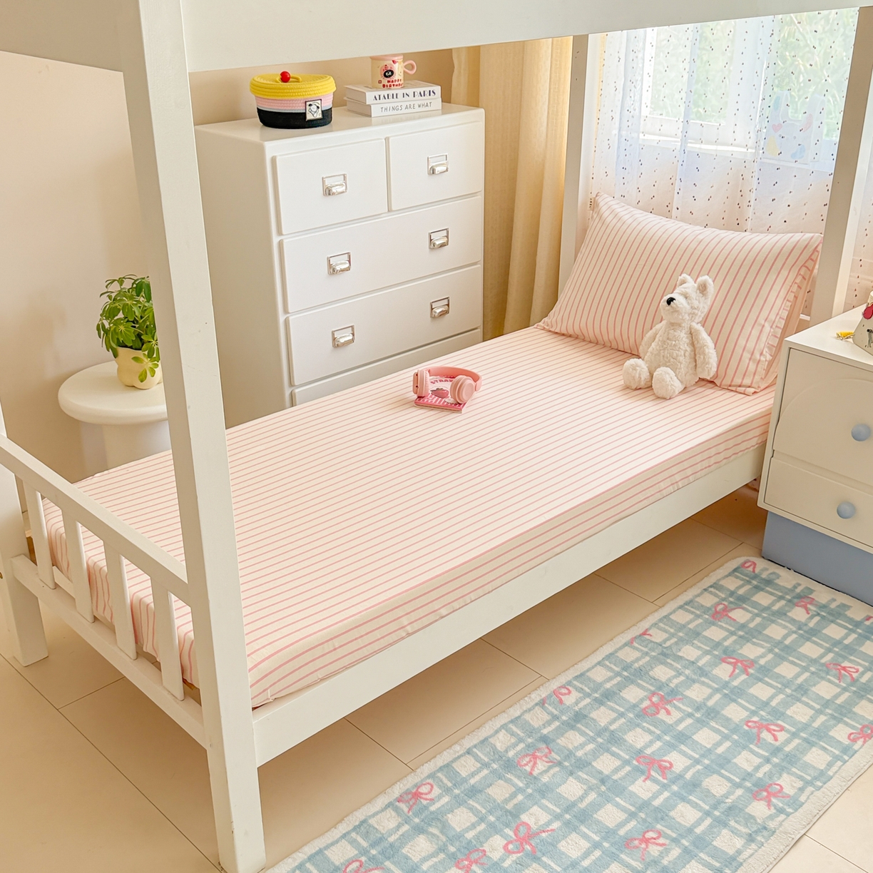 91家纺网 家纺一手货源 找家纺 简宜家居（朝初家纺） 2025新款全棉纯棉磨毛加厚A版学生床笠单品床笠单件单床笠-线素系列 线素-粉