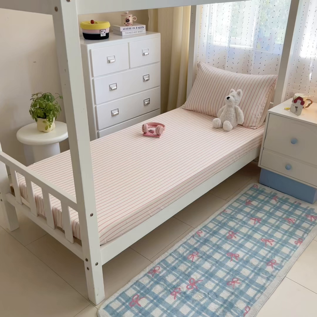 91家纺网 家纺一手货源 找家纺 简宜家居（朝初家纺） 2025新款全棉纯棉磨毛加厚A版学生床笠单品床笠单件单床笠-线素系列 线素-粉