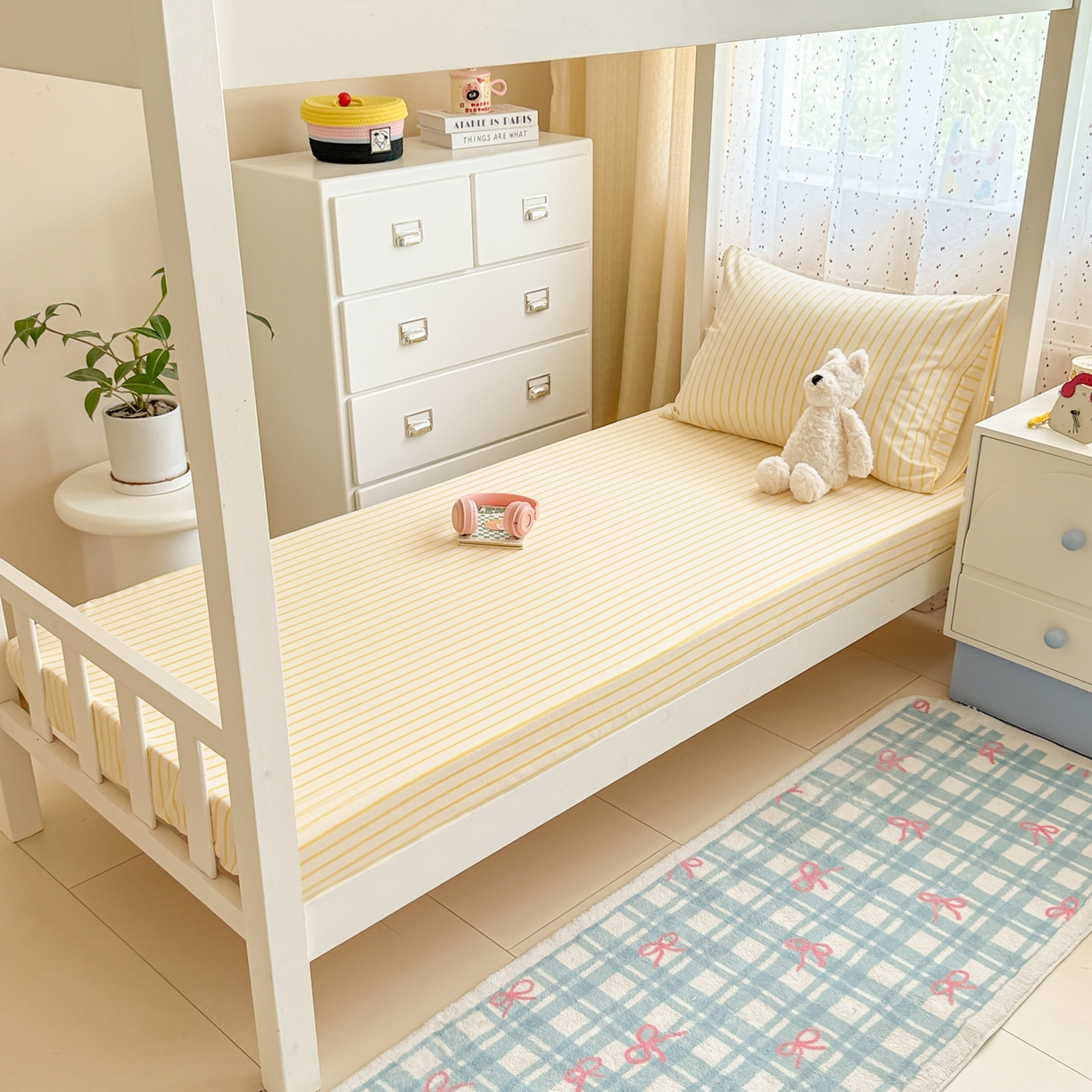 91家纺网 家纺一手货源 找家纺 简宜家居（朝初家纺） 2025新款全棉纯棉磨毛加厚A版学生床笠单品床笠单件单床笠-线素系列 线素-黄