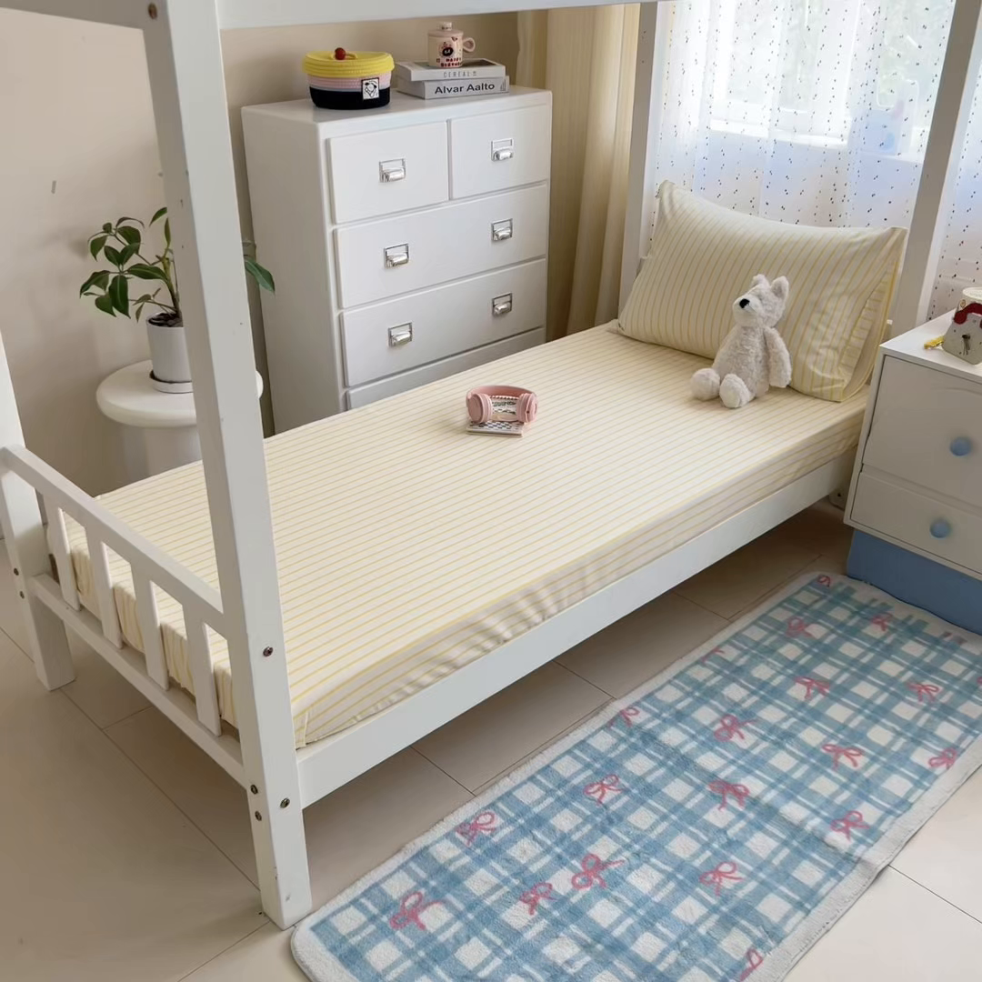 91家纺网 家纺一手货源 找家纺 简宜家居（朝初家纺） 2025新款全棉纯棉磨毛加厚A版学生床笠单品床笠单件单床笠-线素系列 线素-黄