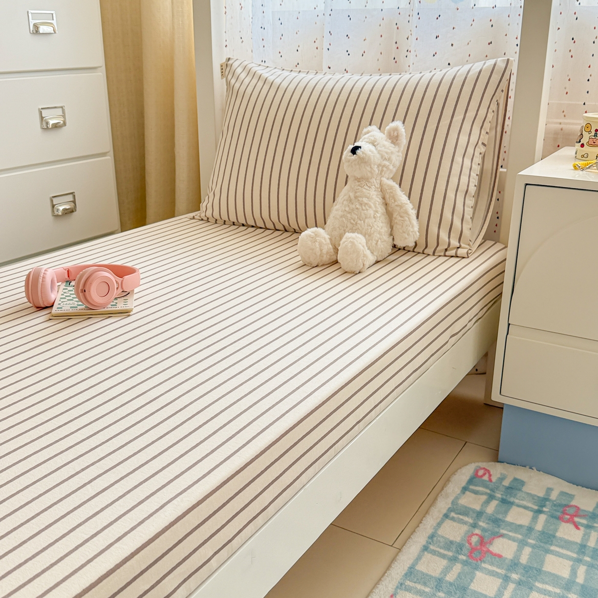 91家纺网 家纺一手货源 找家纺 简宜家居（朝初家纺） 2025新款全棉纯棉磨毛加厚A版学生床笠单品床笠单件单床笠-线素系列 线素-灰