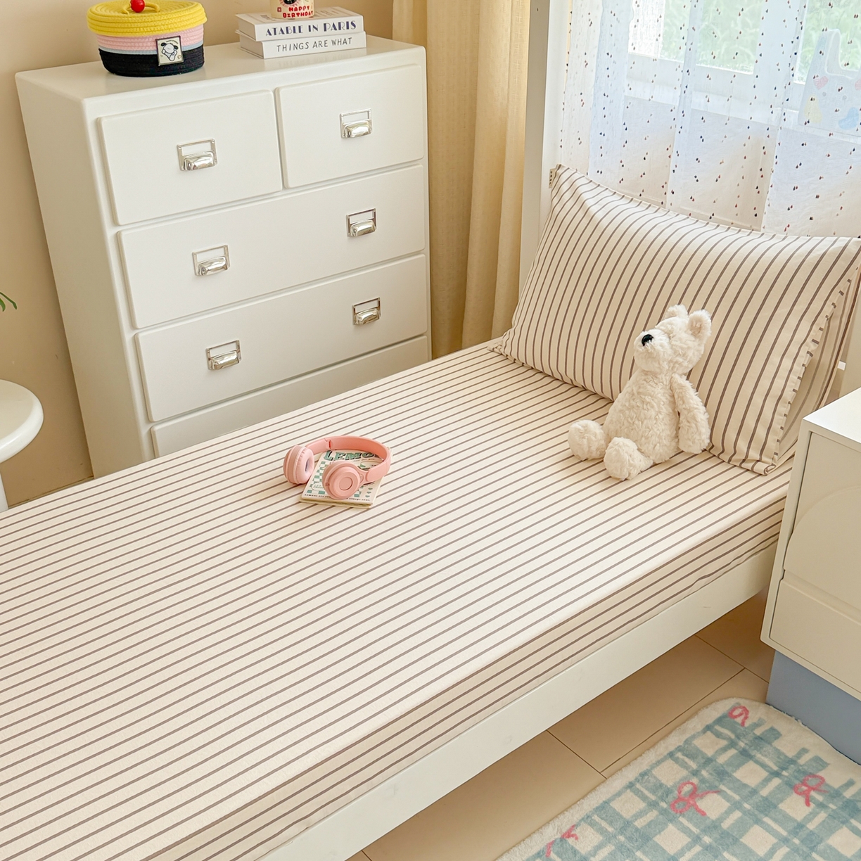 91家纺网 家纺一手货源 找家纺 简宜家居（朝初家纺） 2025新款全棉纯棉磨毛加厚A版学生床笠单品床笠单件单床笠-线素系列 线素-灰