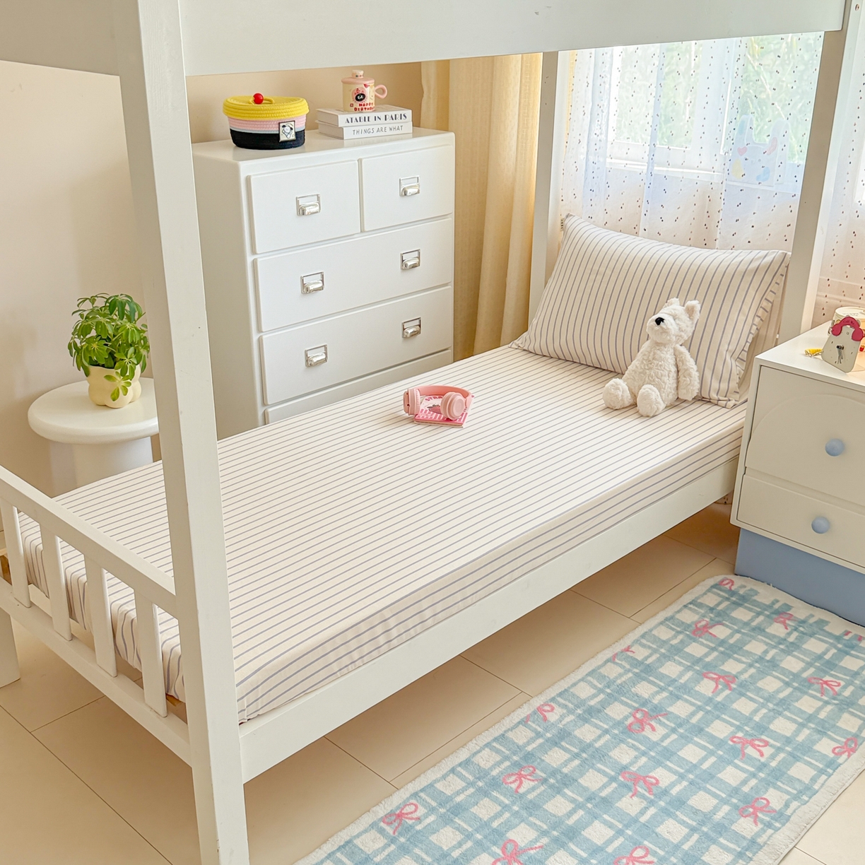 91家纺网 家纺一手货源 找家纺 简宜家居（朝初家纺） 2025新款全棉纯棉磨毛加厚A版学生床笠单品床笠单件单床笠-线素系列 线素-蓝