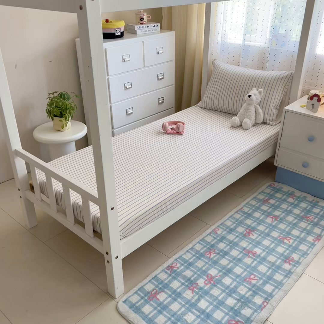 91家纺网 家纺一手货源 找家纺 简宜家居（朝初家纺） 2025新款全棉纯棉磨毛加厚A版学生床笠单品床笠单件单床笠-线素系列 线素-蓝