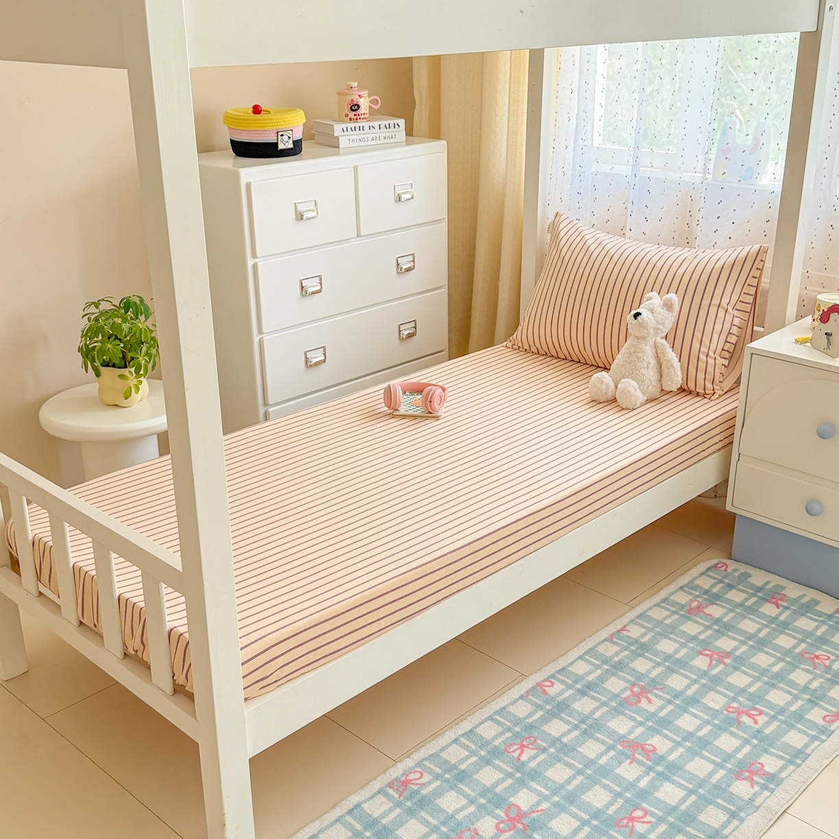 91家纺网 家纺一手货源 找家纺 简宜家居（朝初家纺） 2025新款全棉纯棉磨毛加厚A版学生床笠单品床笠单件单床笠-线素系列 线素-浅紫