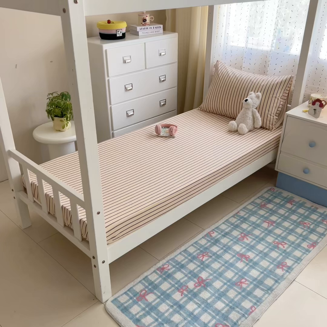 91家纺网 家纺一手货源 找家纺 简宜家居（朝初家纺） 2025新款全棉纯棉磨毛加厚A版学生床笠单品床笠单件单床笠-线素系列 线素-浅紫