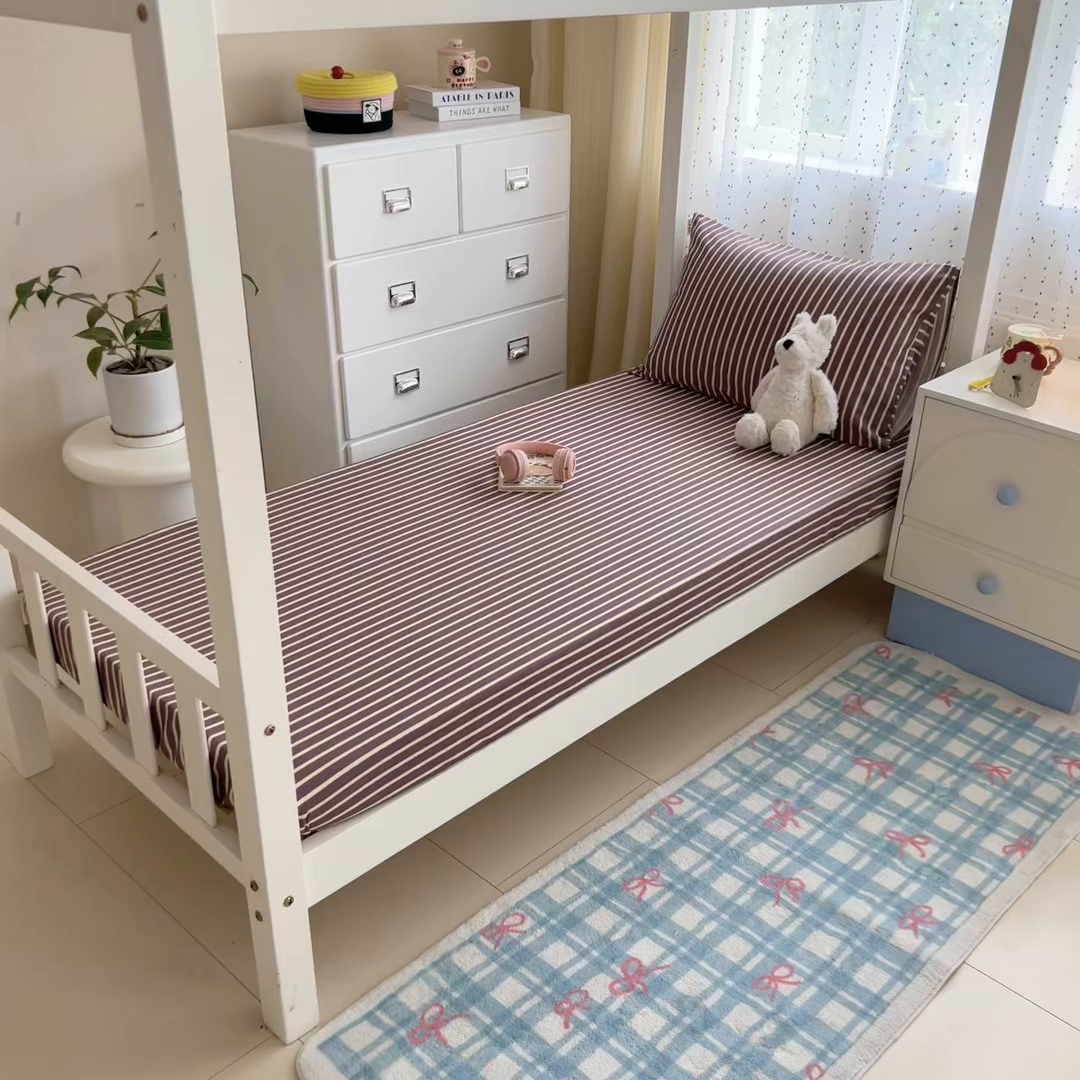 91家纺网 家纺一手货源 找家纺 简宜家居（朝初家纺） 2025新款全棉纯棉磨毛加厚A版学生床笠单品床笠单件单床笠-线素系列 线素-微醺紫