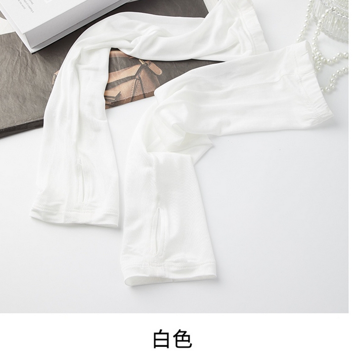 蚕云阁蚕丝家居 2025新款真丝防晒袖 白色 L