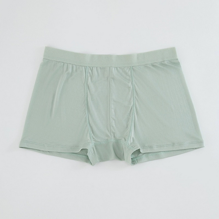 蚕云阁蚕丝家居 2025新款男士纯色真丝平角内裤 绿色