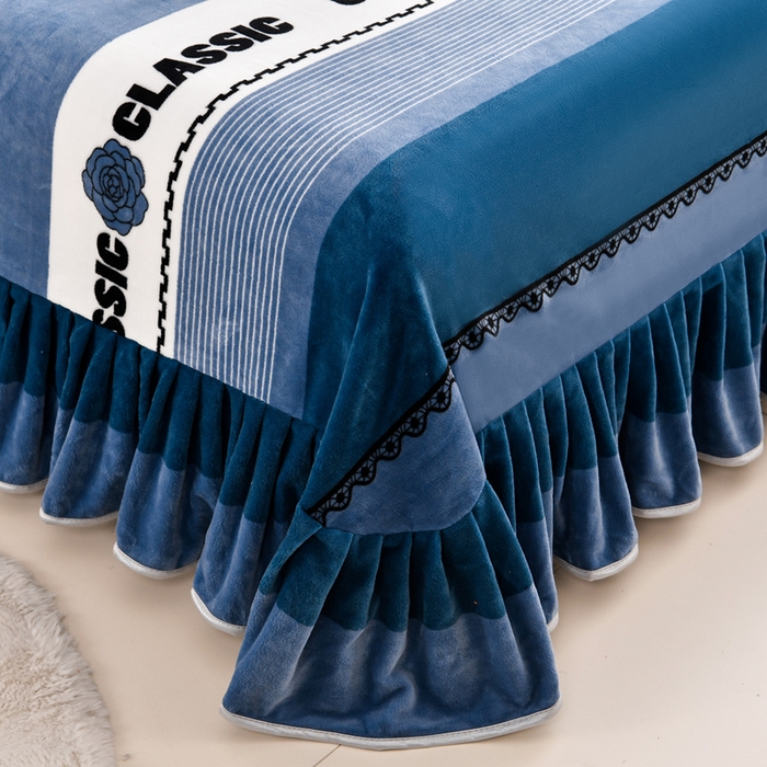 91家纺网 家纺一手货源 找家纺 新8.5-9.5斤法莱绒四件套珊瑚牛奶金貂绒四件套床裙 夏兰