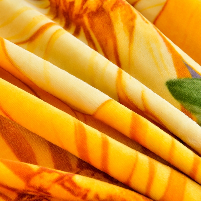 91家纺网 家纺一手货源 找家纺 新8.5-9.5斤法莱绒四件套珊瑚牛奶金貂绒四件套床裙 向阳花开