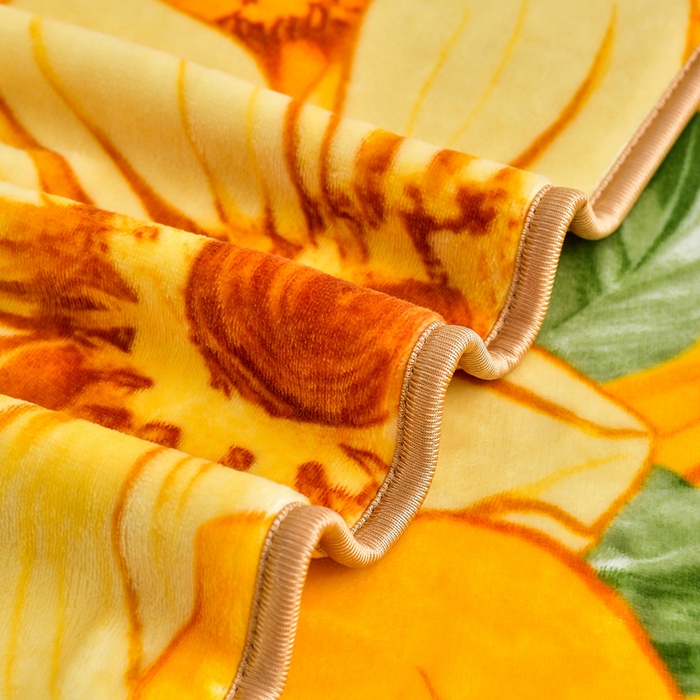 91家纺网 家纺一手货源 找家纺 新8.5-9.5斤法莱绒四件套珊瑚牛奶金貂绒四件套床裙 向阳花开