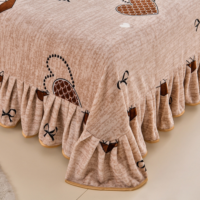 91家纺网 家纺一手货源 找家纺 新8.5-9.5斤法莱绒四件套珊瑚牛奶金貂绒四件套床裙 心语