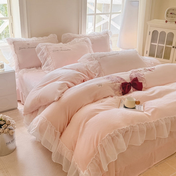 91家纺网 家纺一手货源 找家纺 锦格 2024新款A类水洗棉夹棉床盖三件套 花黛-浅米色