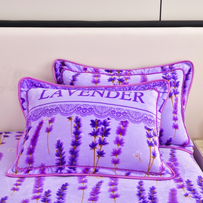 91家纺网 家纺一手货源 找家纺 新8.5-9.5斤法莱绒四件套珊瑚牛奶金貂绒四件套床裙 薰衣草