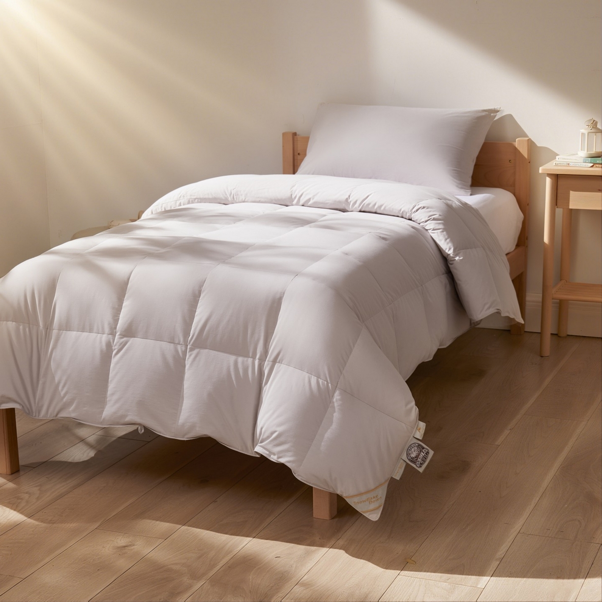 91家纺网 家纺一手货源 找家纺 圣梦莱羽绒家纺 2025新款学生季羽绒被A类可水洗90鸭绒被可裸睡春秋被四季被地暖被 单人羽绒四季被（灰）