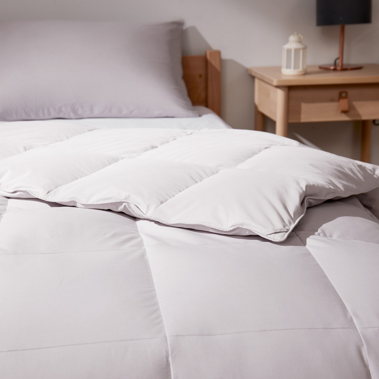 91家纺网 家纺一手货源 找家纺 圣梦莱羽绒家纺 2025新款学生季羽绒被A类可水洗90鸭绒被可裸睡春秋被四季被地暖被 单人羽绒四季被（灰）