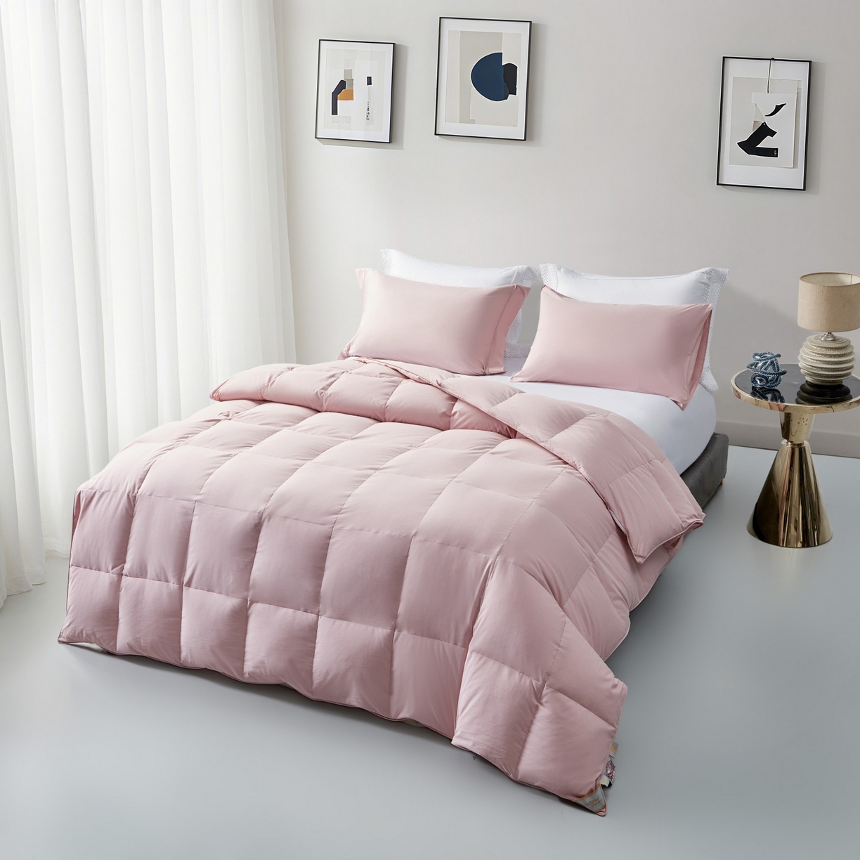 圣梦莱羽绒家纺 2025新款学生季羽绒被A类可水洗90鸭绒被可裸睡春秋被四季被地暖被 柔丝羽羽绒被（豆沙）