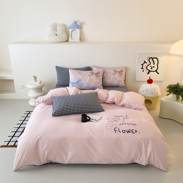 91家纺网 家纺一手货源 找家纺 如一 2025新款A类全棉纯棉色织水洗棉刺绣数码四件套 猫宁