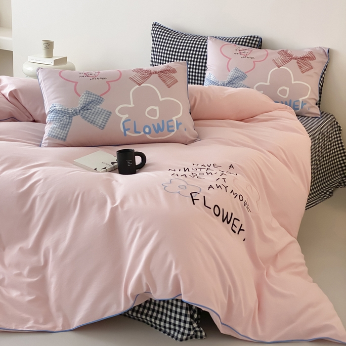 91家纺网 家纺一手货源 找家纺 如一 2025新款A类全棉纯棉色织水洗棉刺绣数码四件套 猫宁