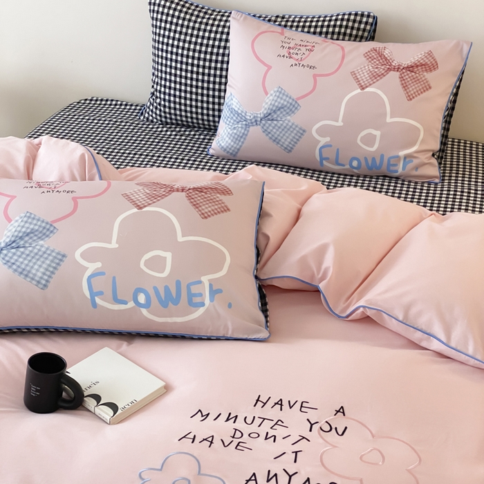 91家纺网 家纺一手货源 找家纺 如一 2025新款A类全棉纯棉色织水洗棉刺绣数码四件套 猫宁