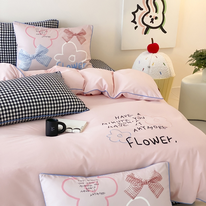 91家纺网 家纺一手货源 找家纺 如一 2025新款A类全棉纯棉色织水洗棉刺绣数码四件套 猫宁