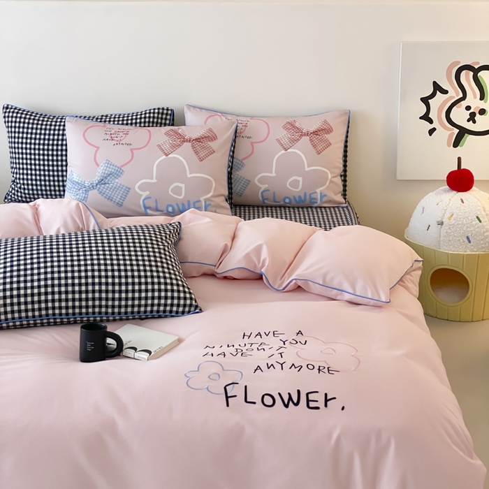 91家纺网 家纺一手货源 找家纺 如一 2025新款A类全棉纯棉色织水洗棉刺绣数码四件套 猫宁