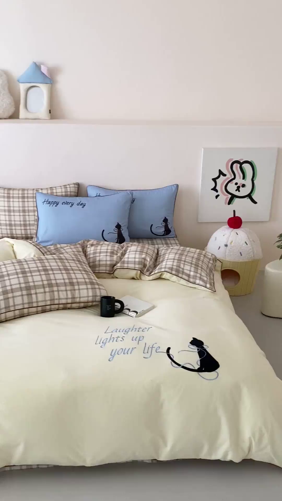 91家纺网 家纺一手货源 找家纺 如一 2025新款A类全棉纯棉色织水洗棉刺绣数码四件套 苹安