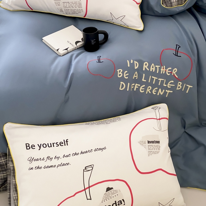 91家纺网 家纺一手货源 找家纺 如一 2025新款A类全棉纯棉色织水洗棉刺绣数码四件套 苹安