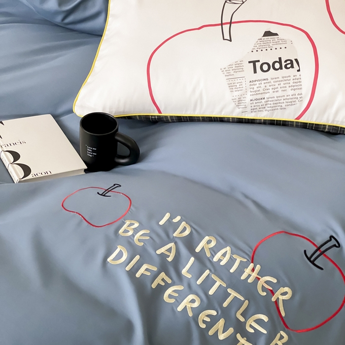 91家纺网 家纺一手货源 找家纺 如一 2025新款A类全棉纯棉色织水洗棉刺绣数码四件套 苹安