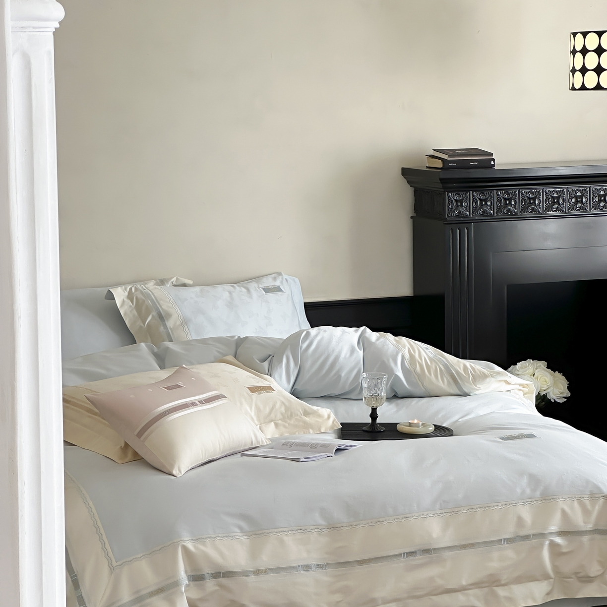 91家纺网 家纺一手货源 找家纺 （总）初拾 2025新款100s全棉小法式提花绣花四件套-舒芙蕾