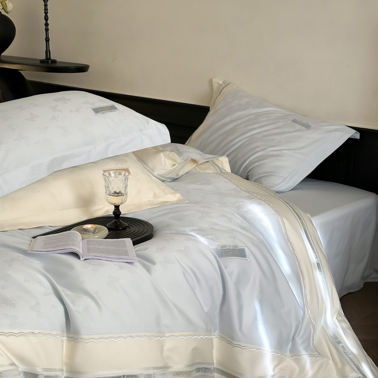 91家纺网 家纺一手货源 找家纺 （总）初拾 2025新款100s全棉小法式提花绣花四件套-舒芙蕾