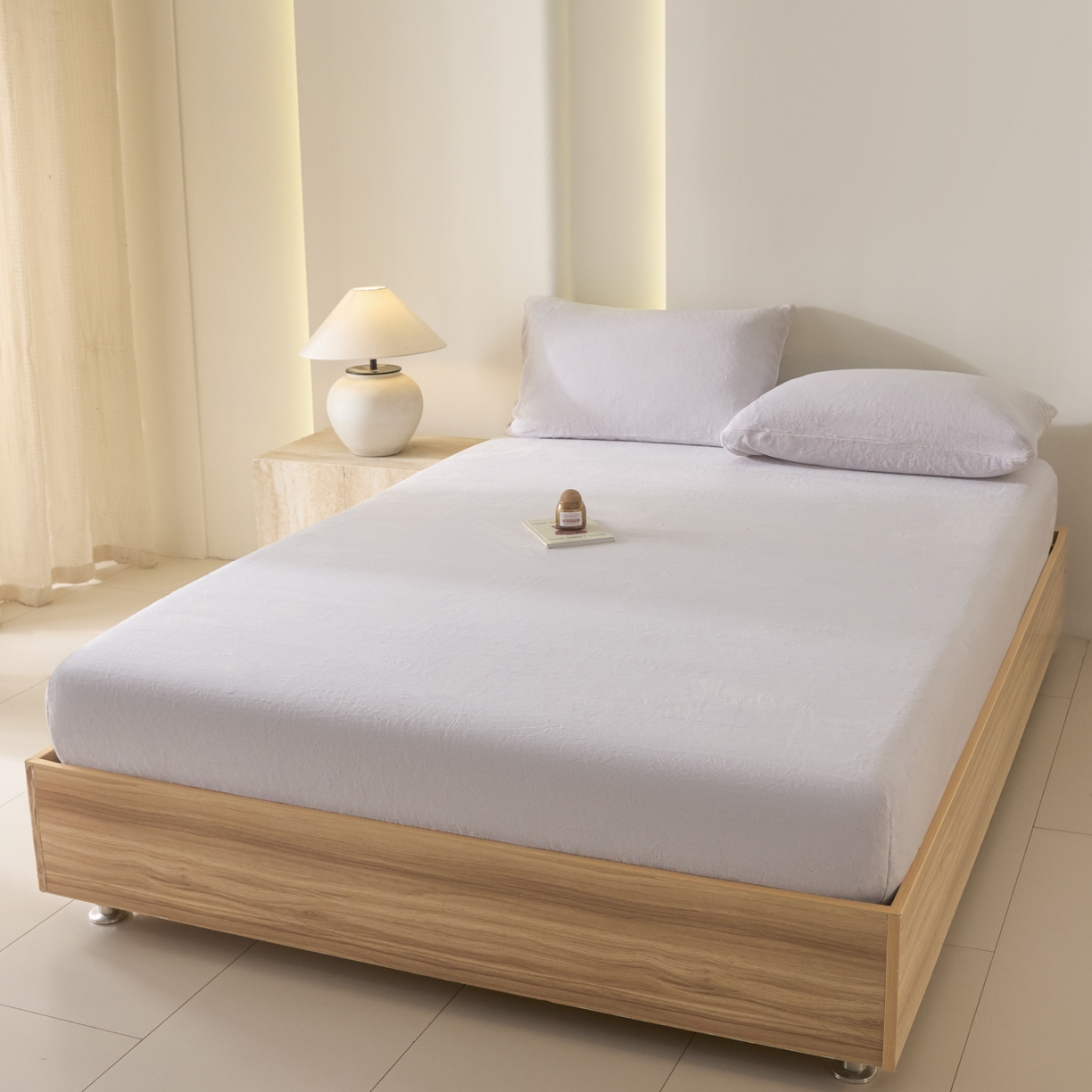 91家纺网 家纺一手货源 找家纺 蓝极人 2025新款200克高克重简约纯色牛奶绒床笠 浅米灰-cl