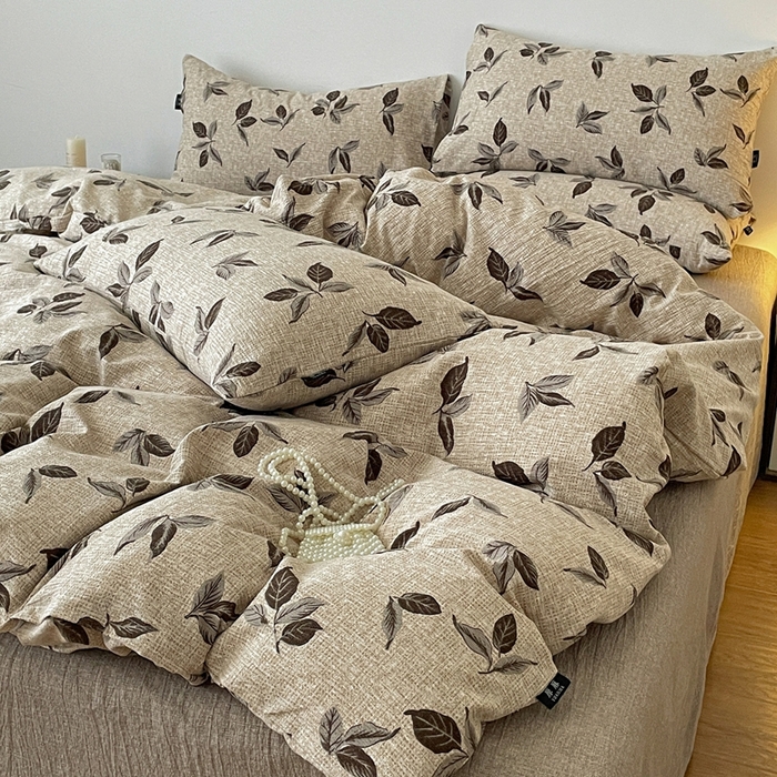 91家纺网 家纺一手货源 找家纺 一比一家纺 2025秋冬新款高克重棉麻原麻复古诧季风原麻四件套-简单款 花季