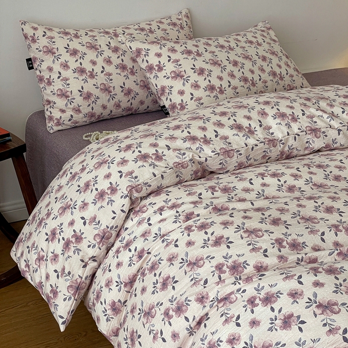 91家纺网 家纺一手货源 找家纺 一比一家纺 2026秋冬新款高克重棉麻原麻复古诧季风原麻四件套-简单款 幻城