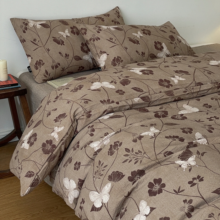 91家纺网 家纺一手货源 找家纺 一比一家纺 2025秋冬新款高克重棉麻原麻复古诧季风原麻四件套-简单款 晓梦