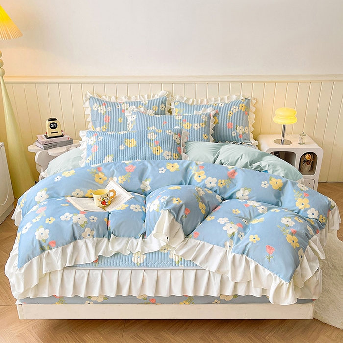 91家纺网 家纺一手货源 找家纺 伊人坊2025新款A类唯美纯棉印花夹棉床笠 纯棉+梦中花语