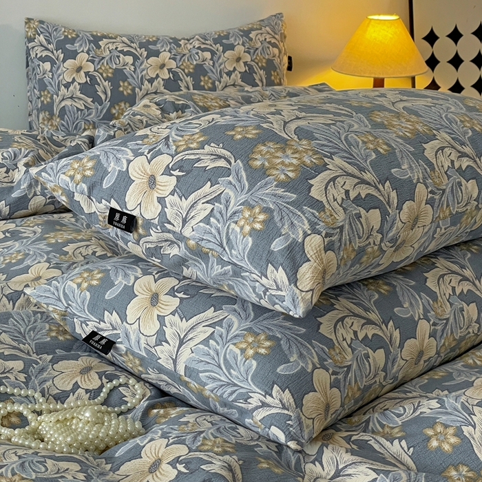 91家纺网 家纺一手货源 找家纺 一比一家纺 2026秋冬新款高克重棉麻原麻复古诧季风原麻四件套-简单款 兰兮