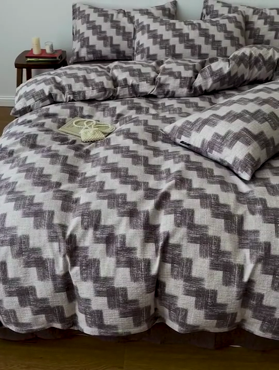 91家纺网 家纺一手货源 找家纺 一比一家纺 2026秋冬新款高克重棉麻原麻复古诧季风原麻四件套-简单款 空间灰