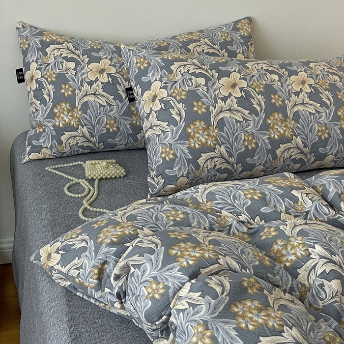 91家纺网 家纺一手货源 找家纺 一比一家纺 2026秋冬新款高克重棉麻原麻复古诧季风原麻四件套-简单款 兰兮